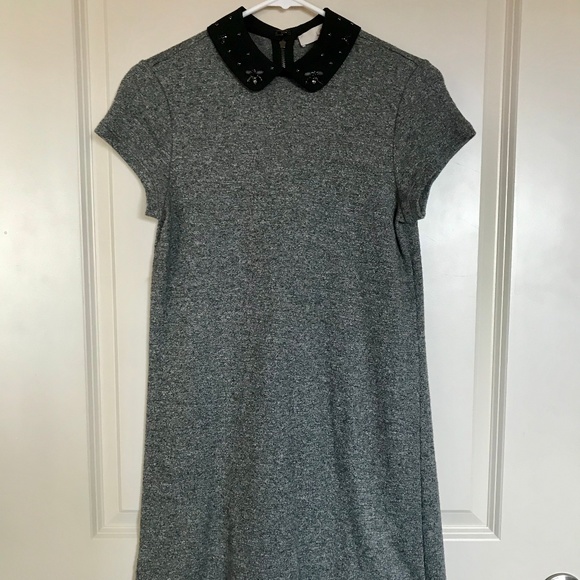 Ann Taylor Loft Gray Dress with Jeweled Collar - Picture 2 of 3